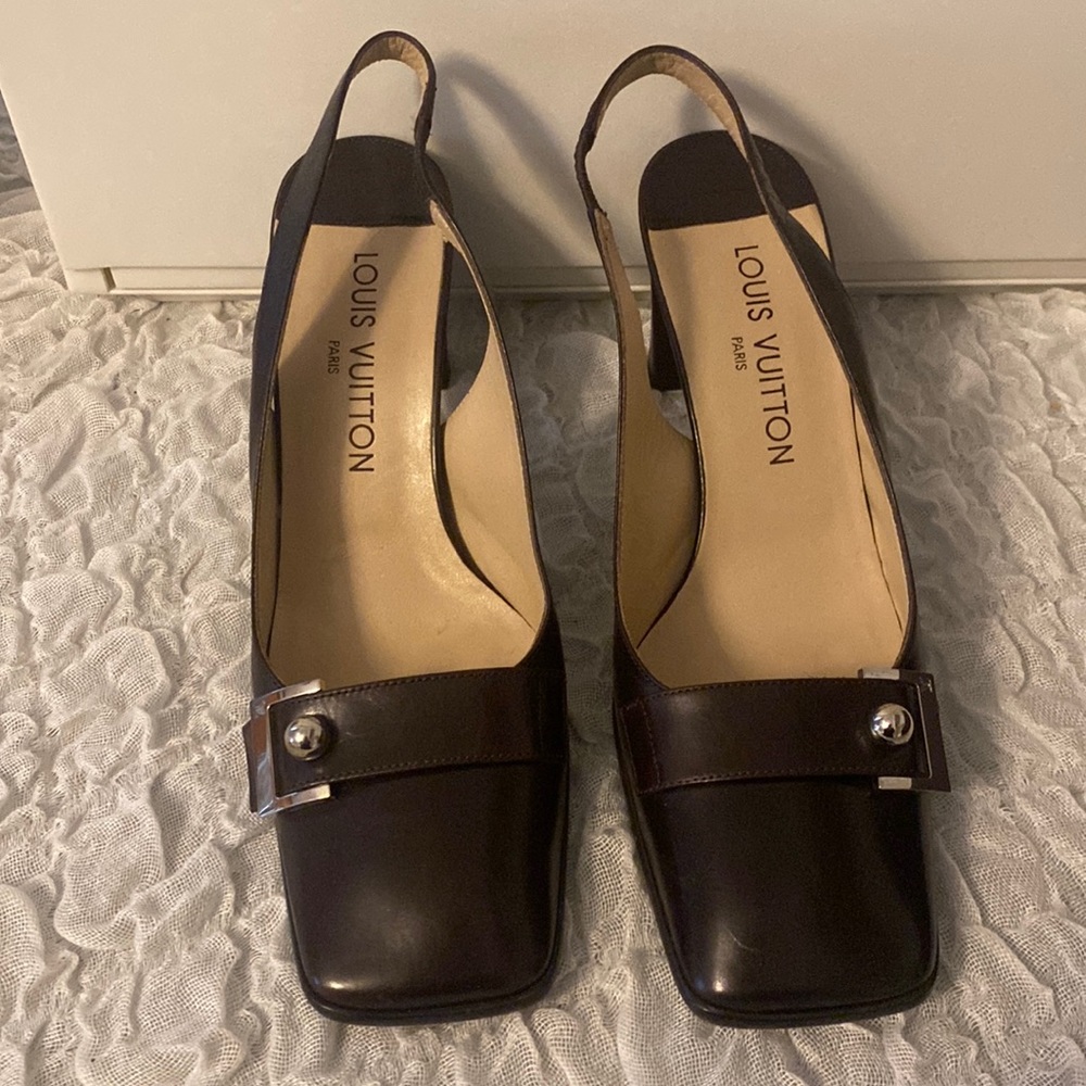 Louis Vuitton sling back pumps.